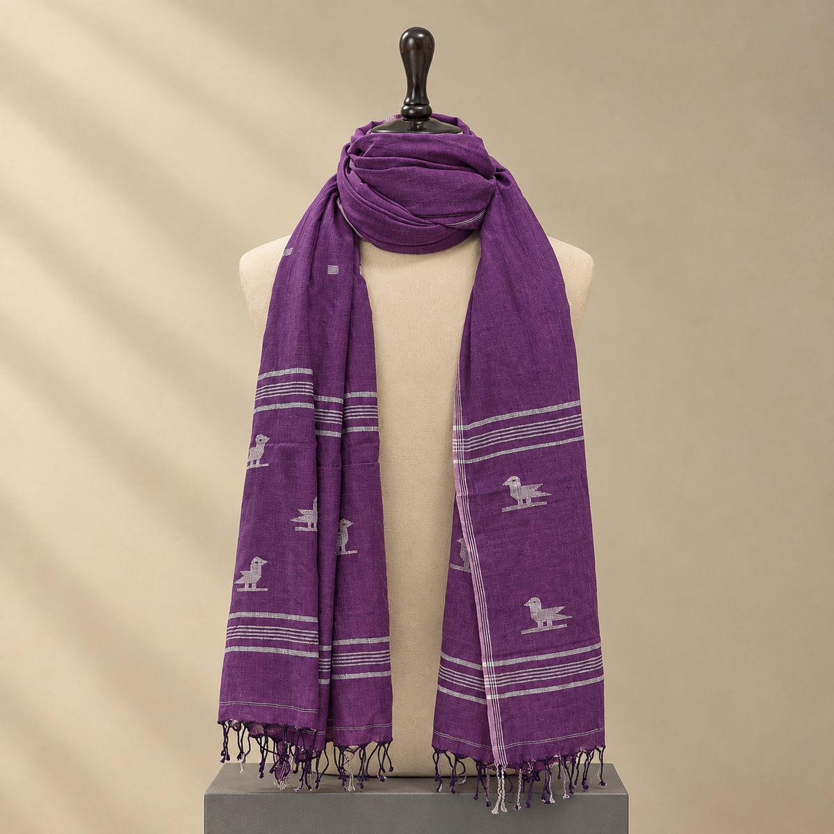 Cotton Jamdani Stole (Purple)