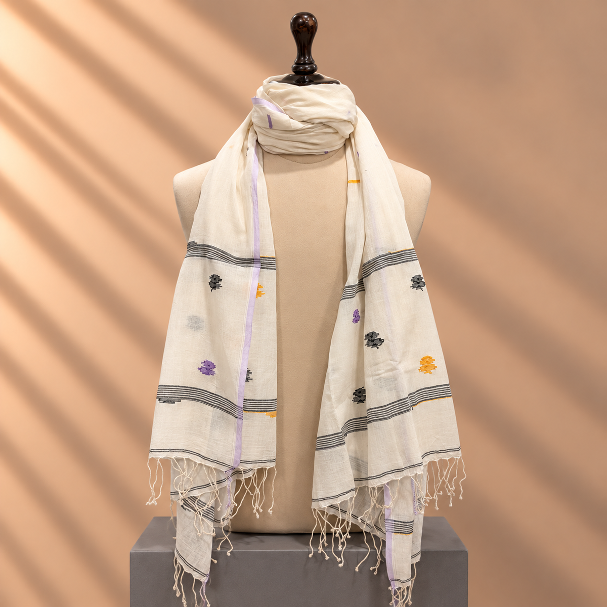 Cotton Jamdani Stole (White)