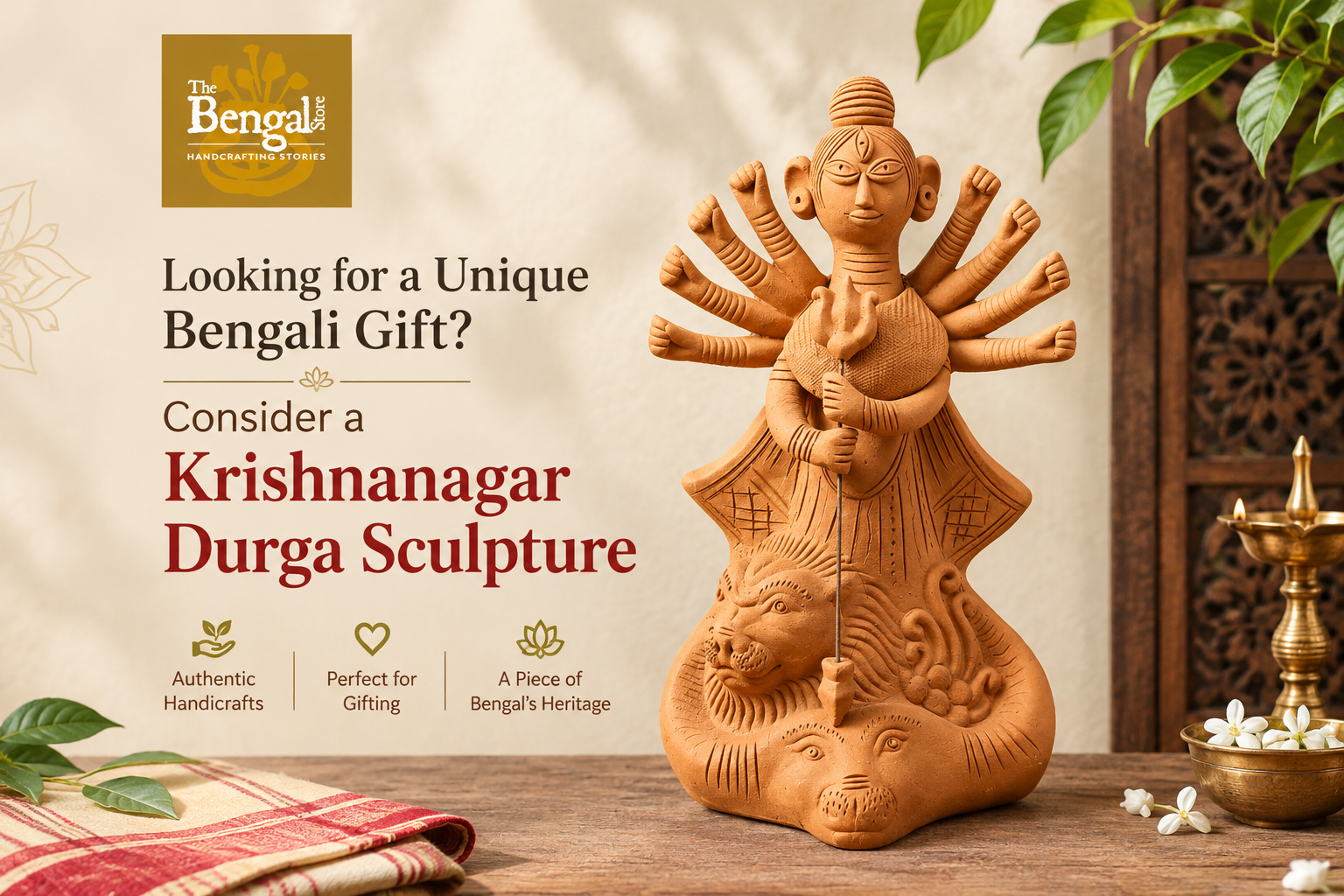 Looking for a Unique Bengali Gift? Consider a Krishnanagar Durga Sculpture