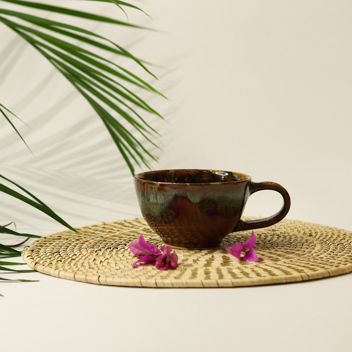 Single Teapot with Cup (Glazed Brown)
