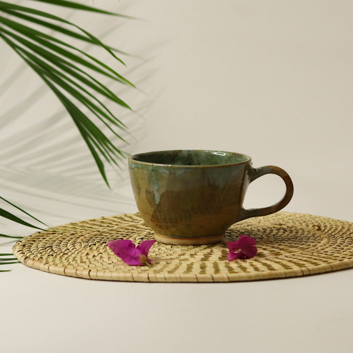 Single Teapot with Cup (Moss Green)