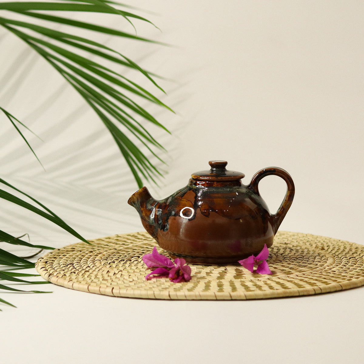 Single Teapot with Cup (Glazed Brown)