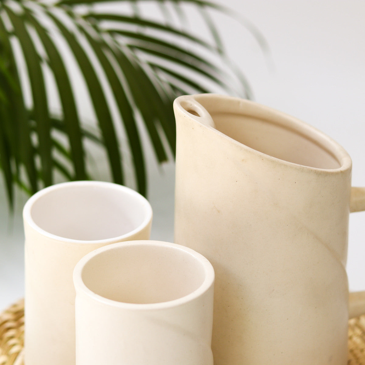 Ceramic Jug and Cup Set (White)