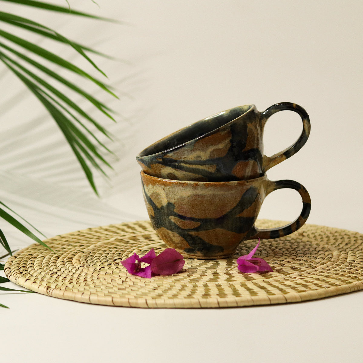 Double Teapot with 2 Cups (Cream)