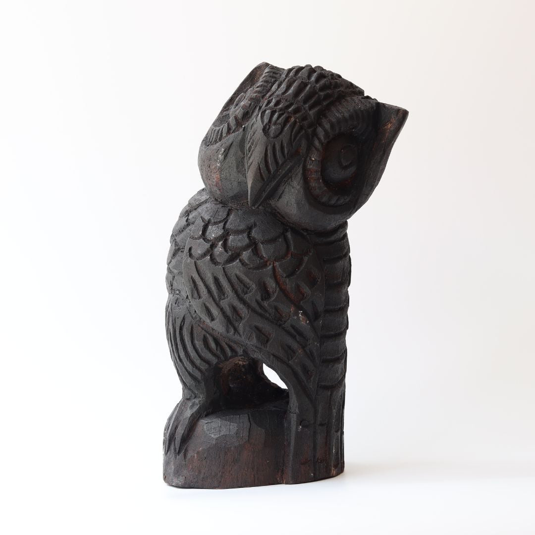 Wooden Black Owl (12")