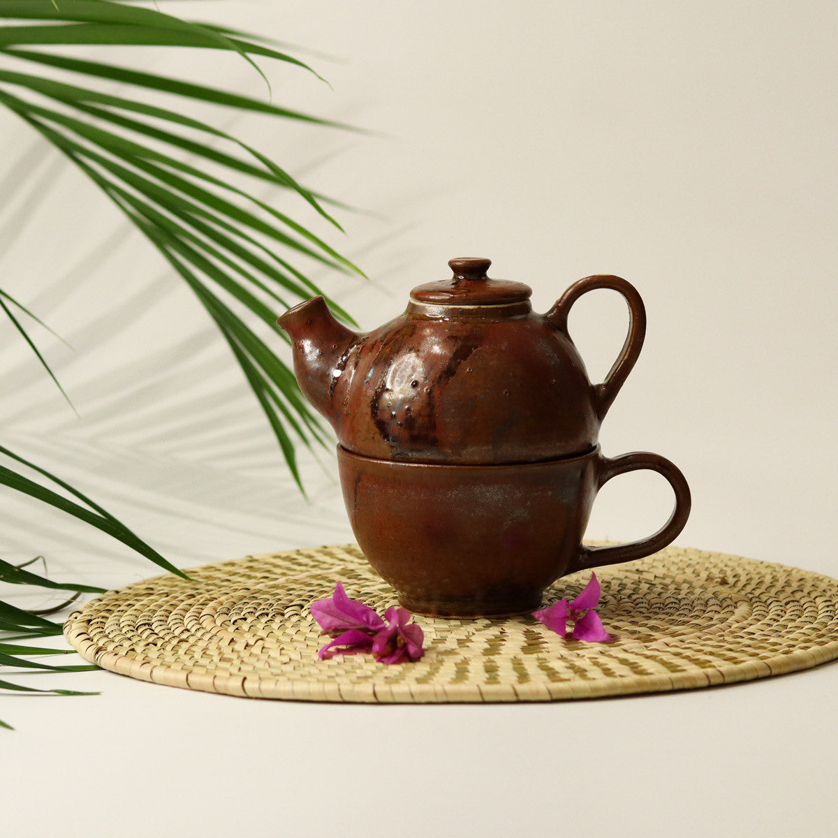 Single Teapot with Cup (Rust)