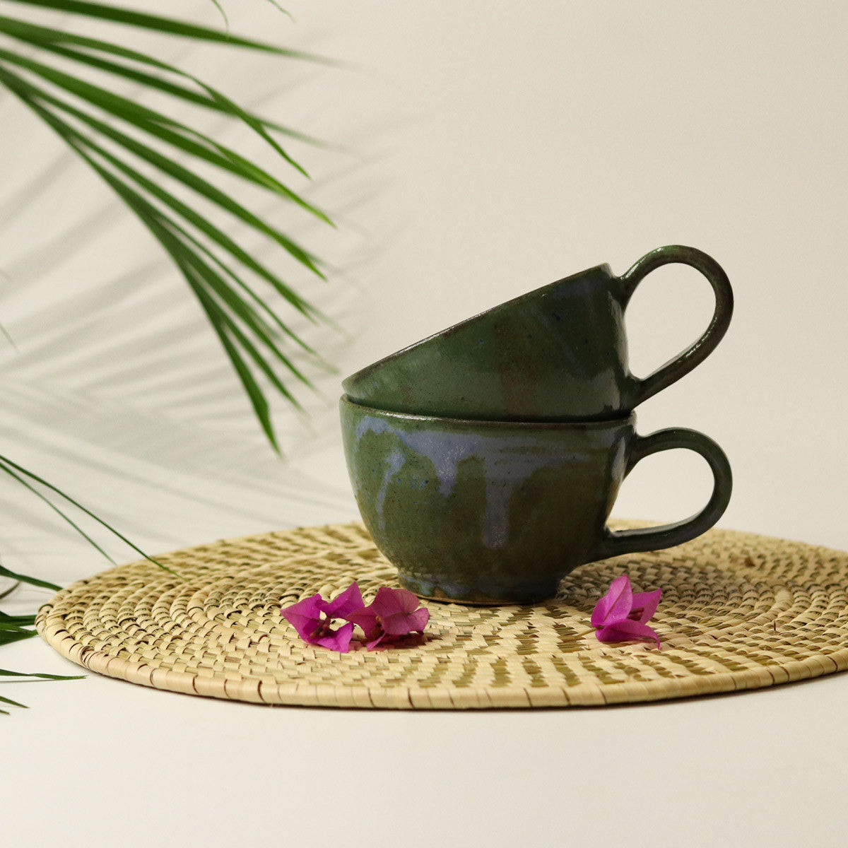 Double Teapot with 2 Cups (Green)