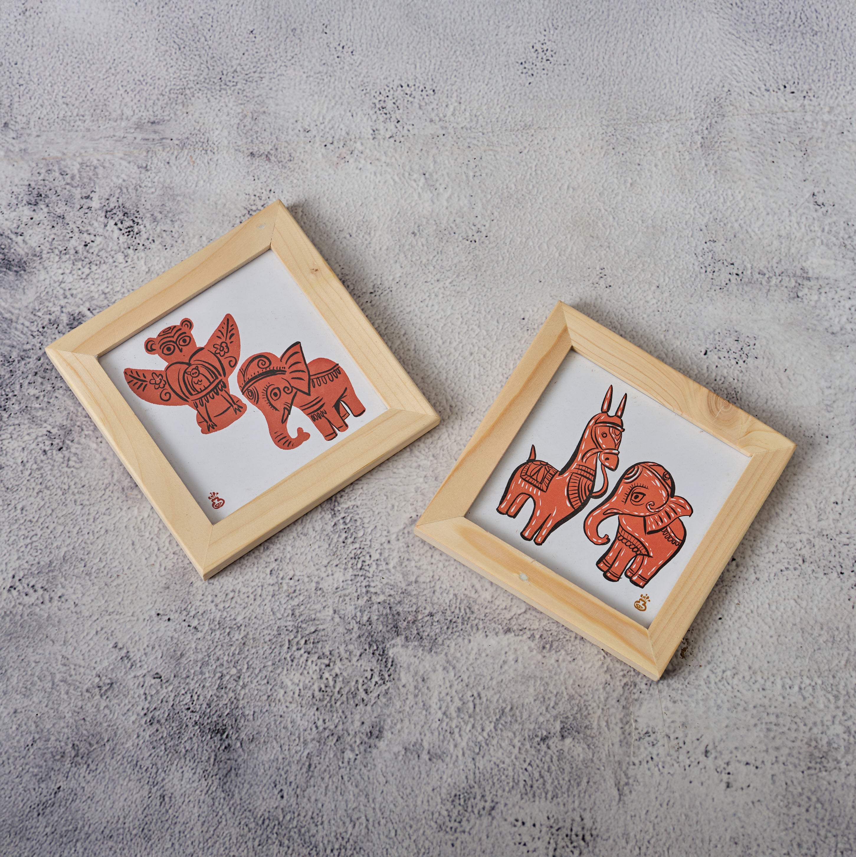 Wooden Framed Coasters- Terracotta Craft (Set of 2)