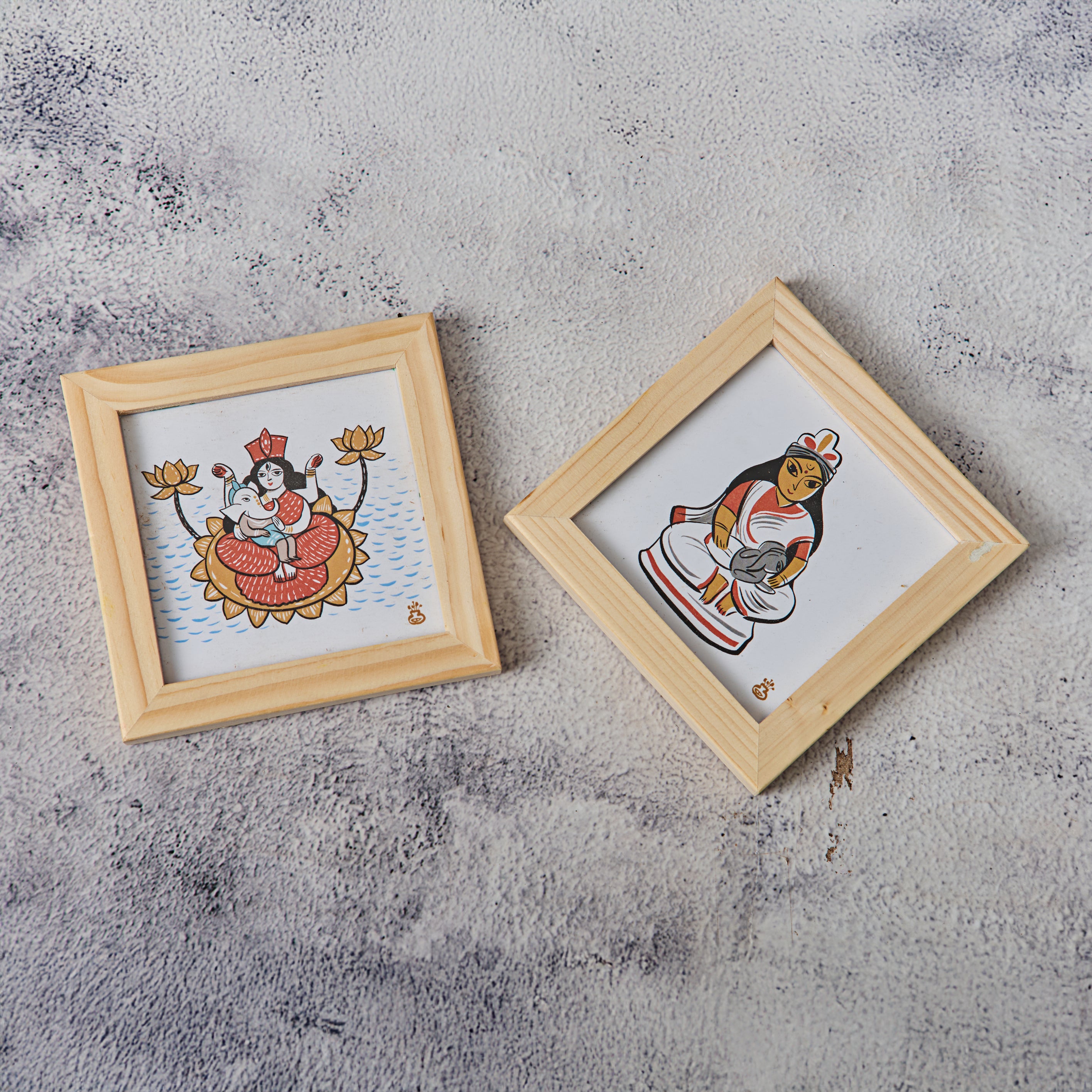 Wooden Framed Coasters- Ganesh Janani (Set of 2)