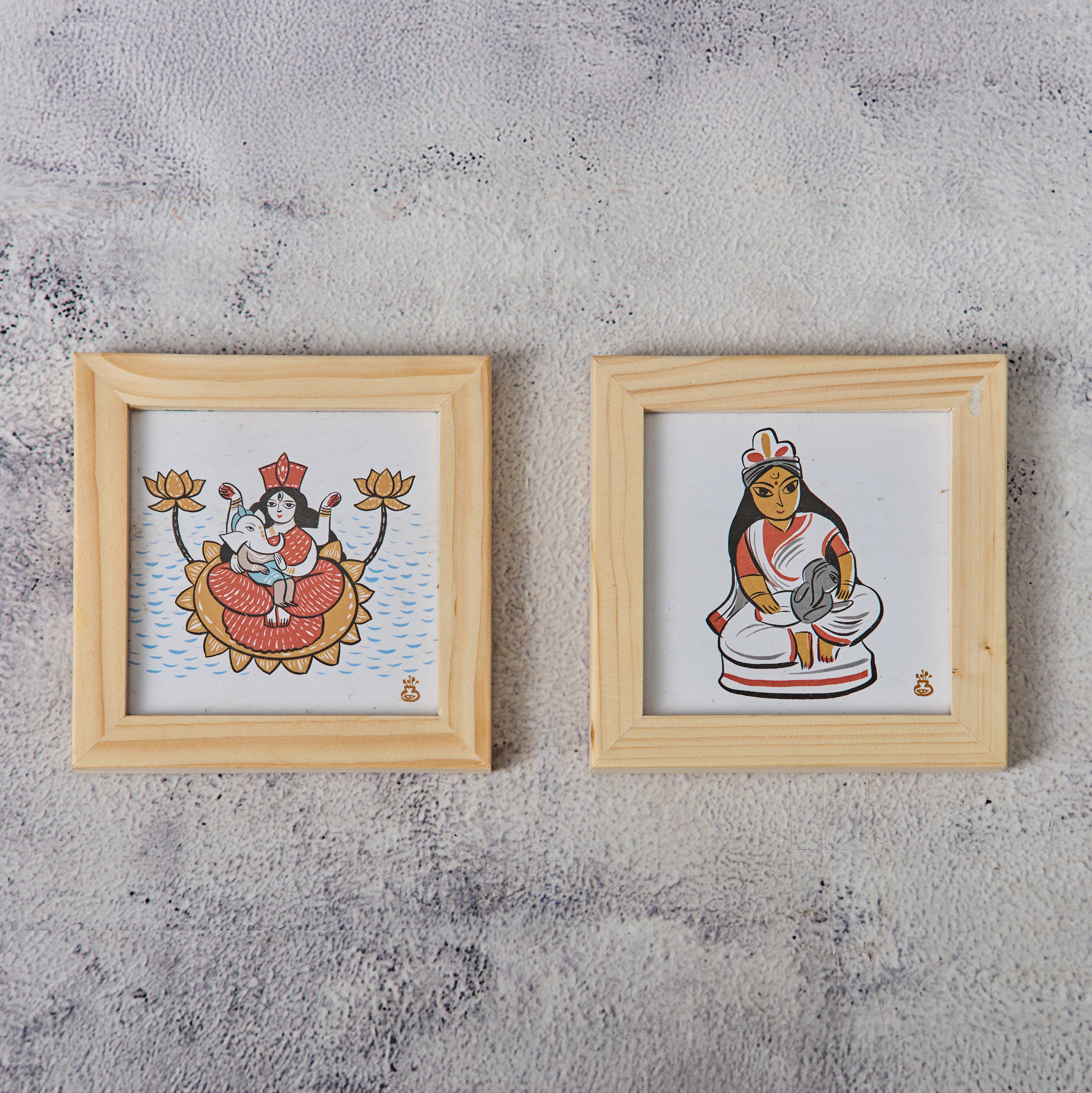 Wooden Framed Coasters- Ganesh Janani (Set of 2)