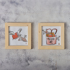 Wooden Framed Coasters- Books (Set of 2)