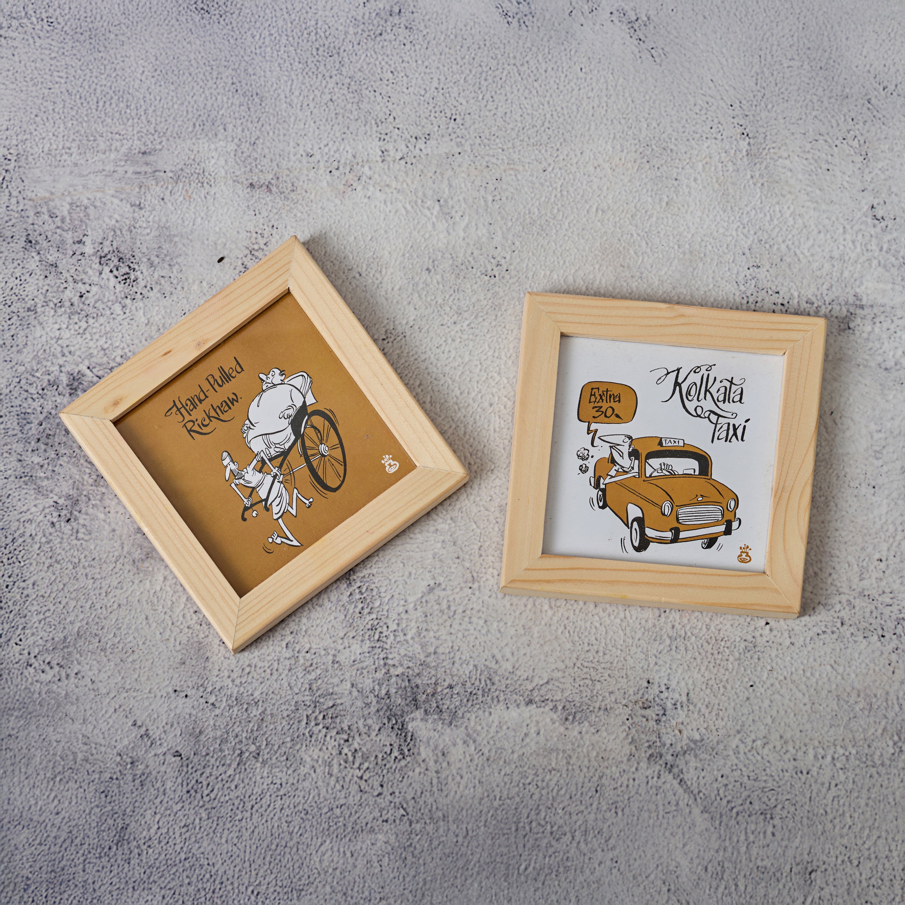 Wooden Framed Coasters- Transport (Set of 2)