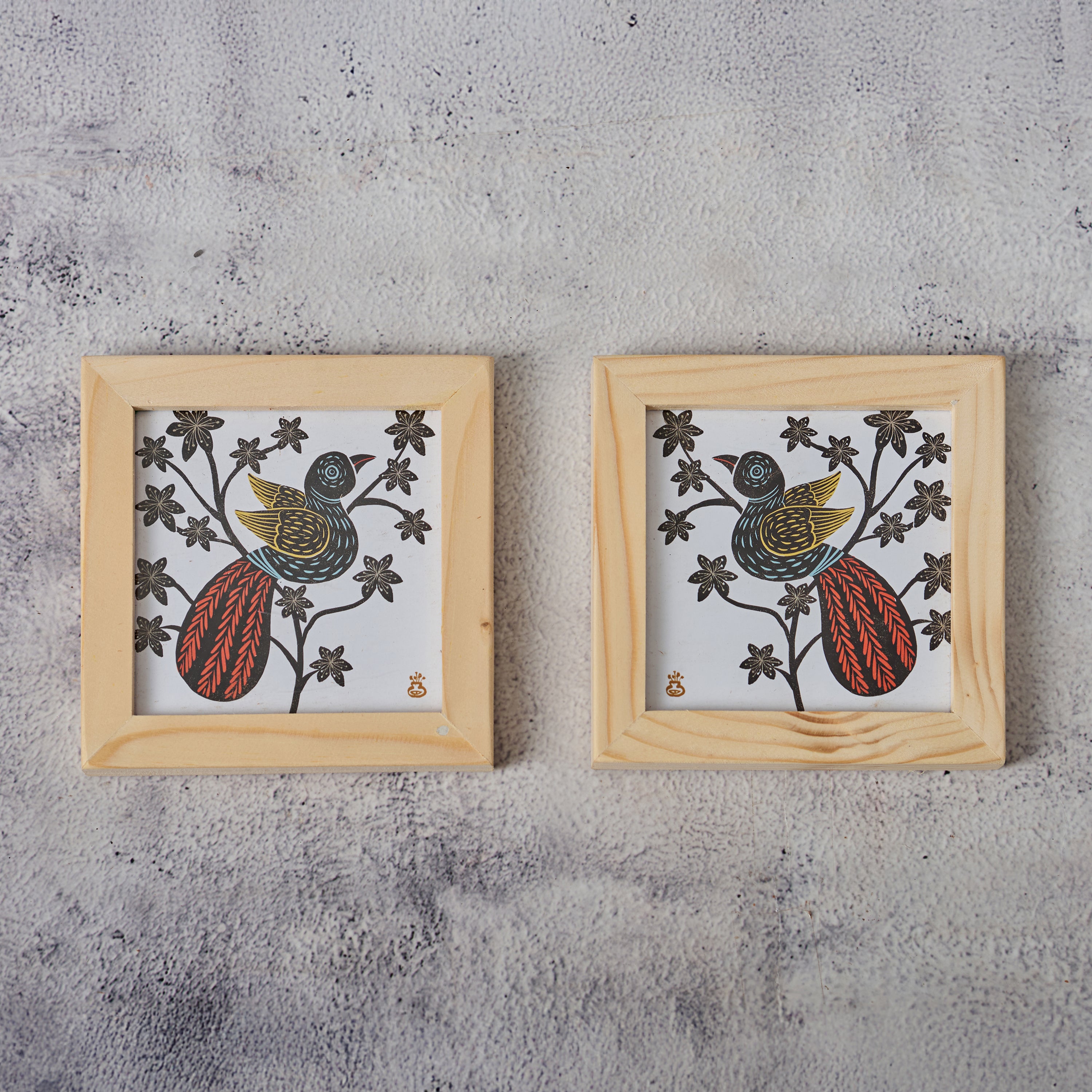Wooden Framed Coasters- Bird (Set of 2)