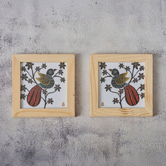 Wooden Framed Coasters- Bird (Set of 2)