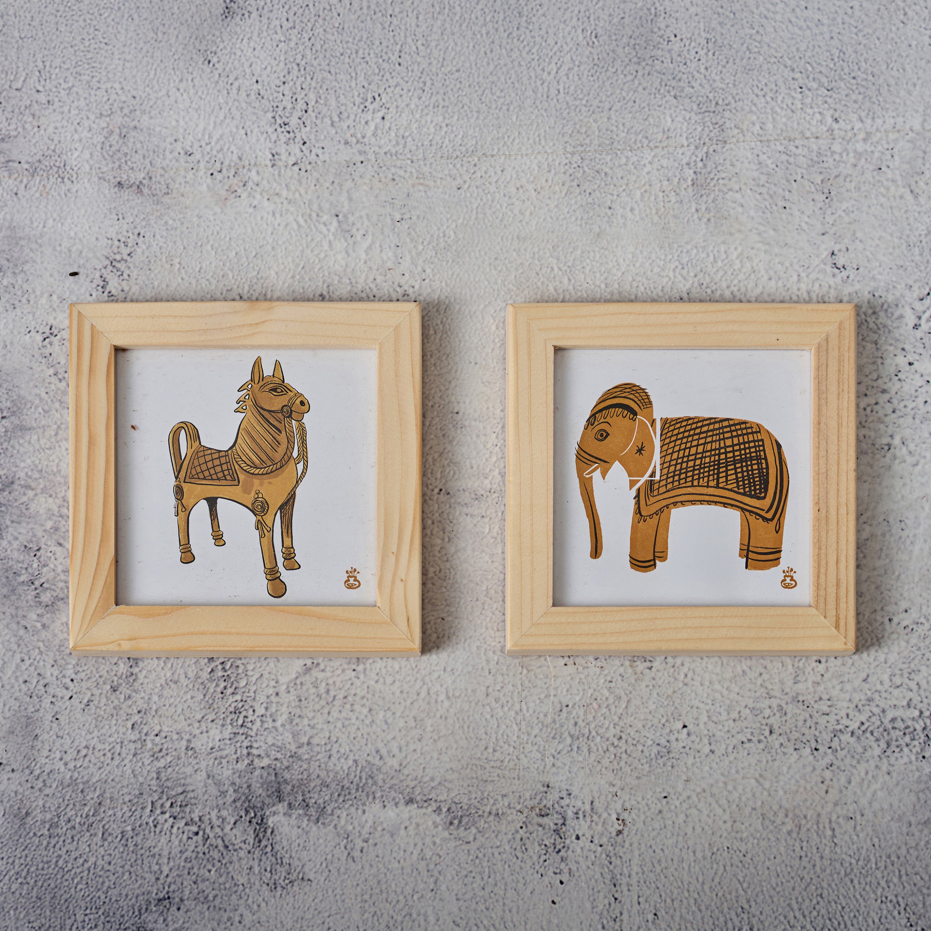 Wooden Framed Coasters- Handicrafts (Set of 2)