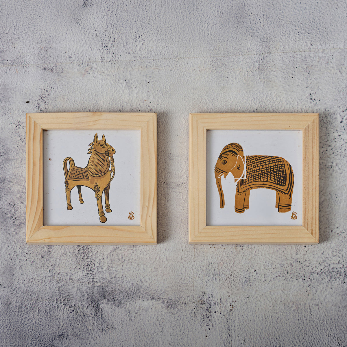 Wooden Framed Coasters- Handicrafts (Set of 2)