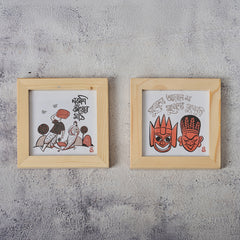 Wooden Framed Coasters- Noksikatha and Mask(Set of 2)