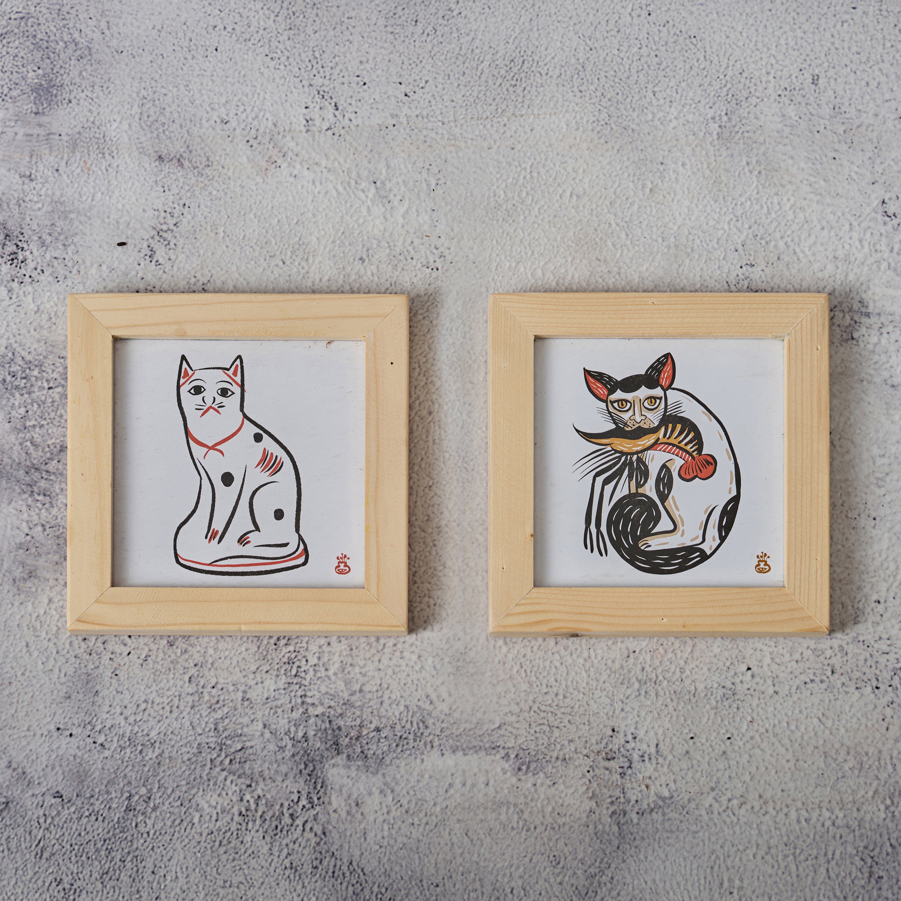 Wooden Framed Coasters- Cat (Set of 2)