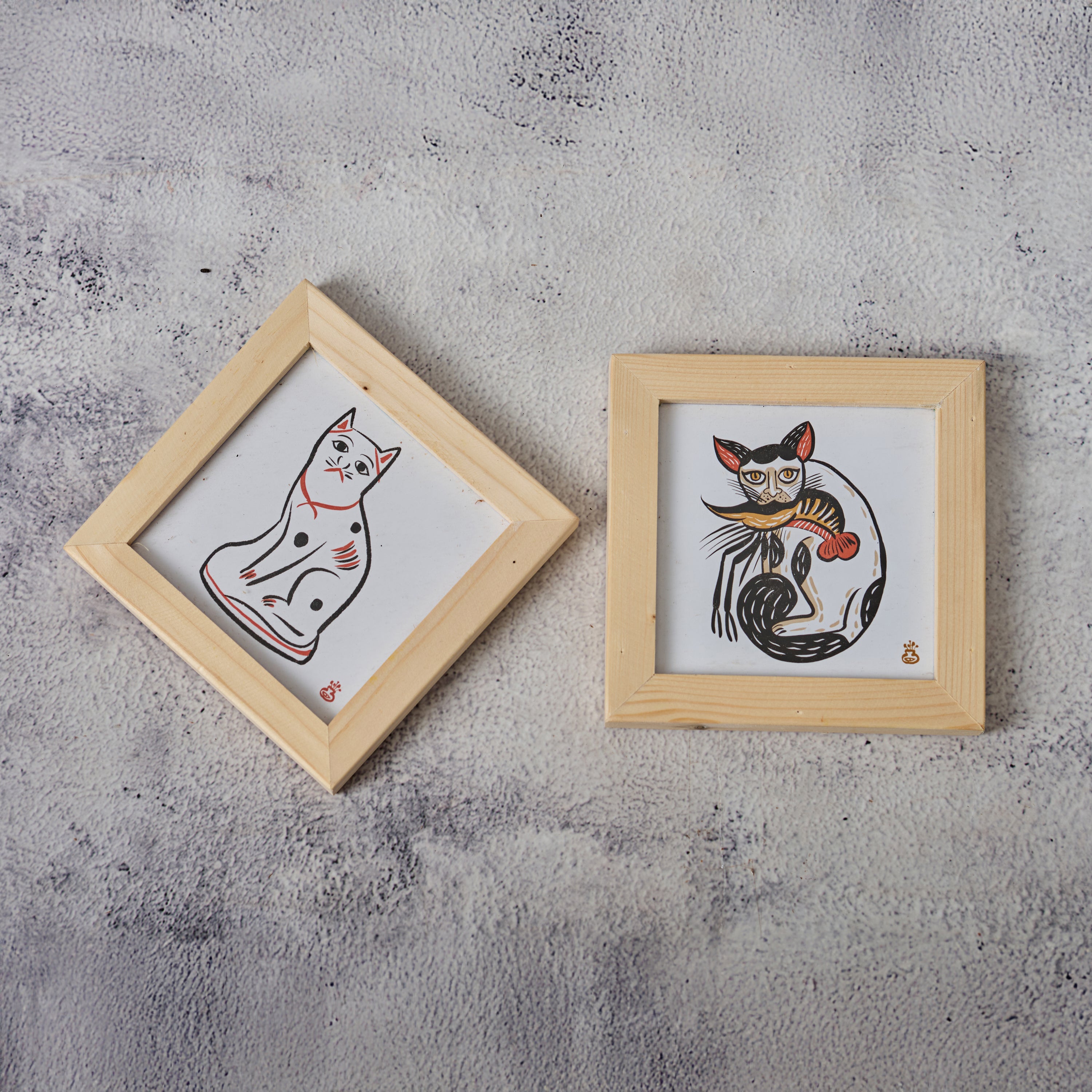 Wooden Framed Coasters- Cat (Set of 2)