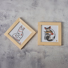 Wooden Framed Coasters- Cat (Set of 2)