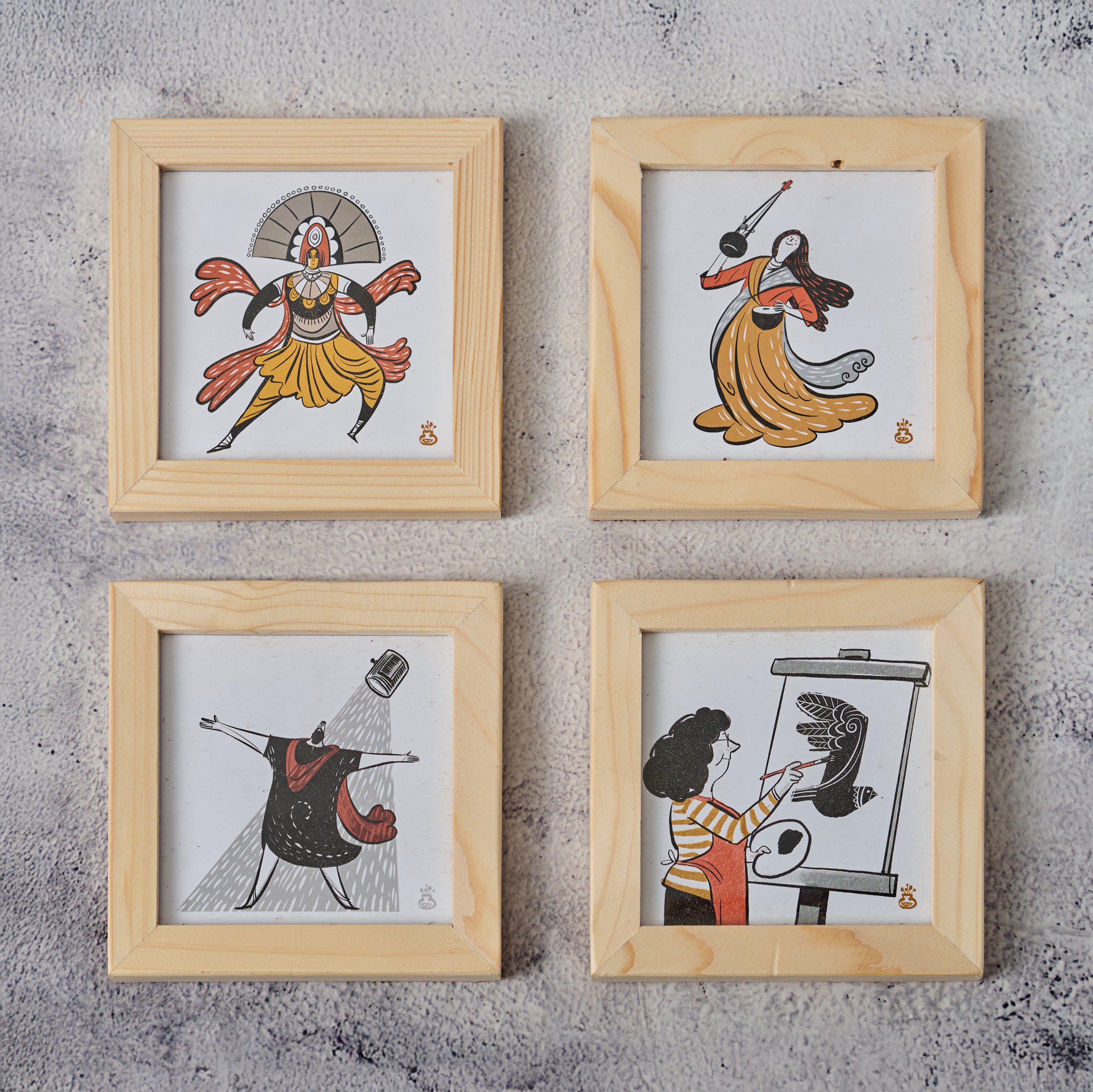 Wooden Framed Coasters- Cultural (Set of 4)
