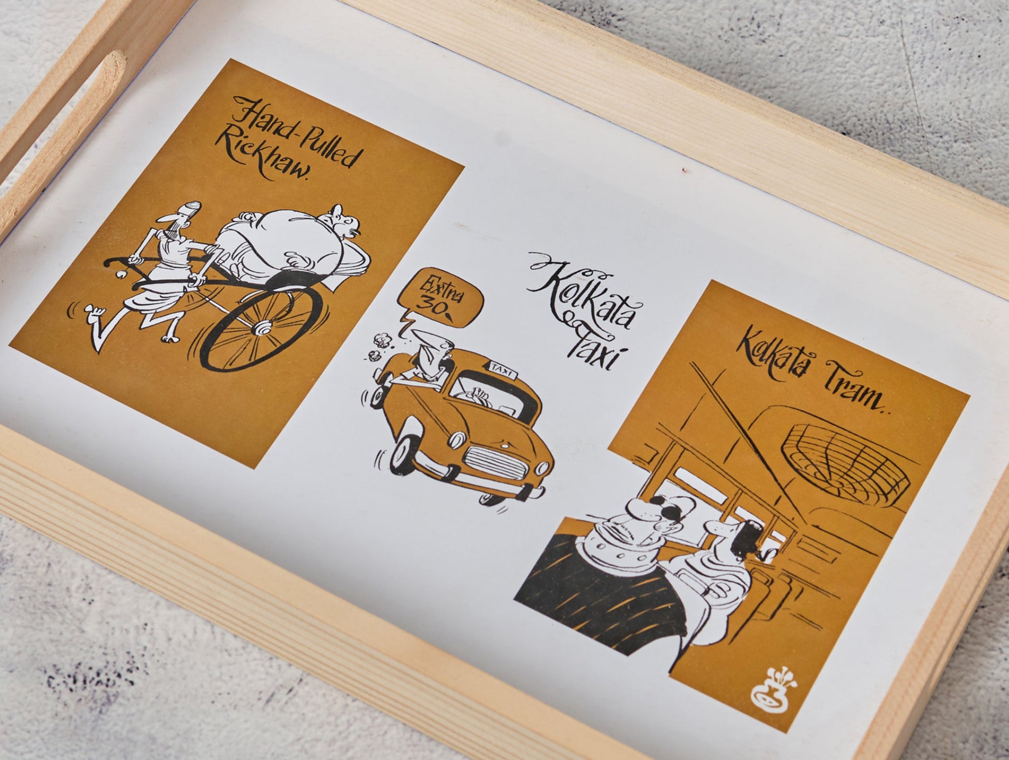 Wooden Printed Tray- Kolkata Transport