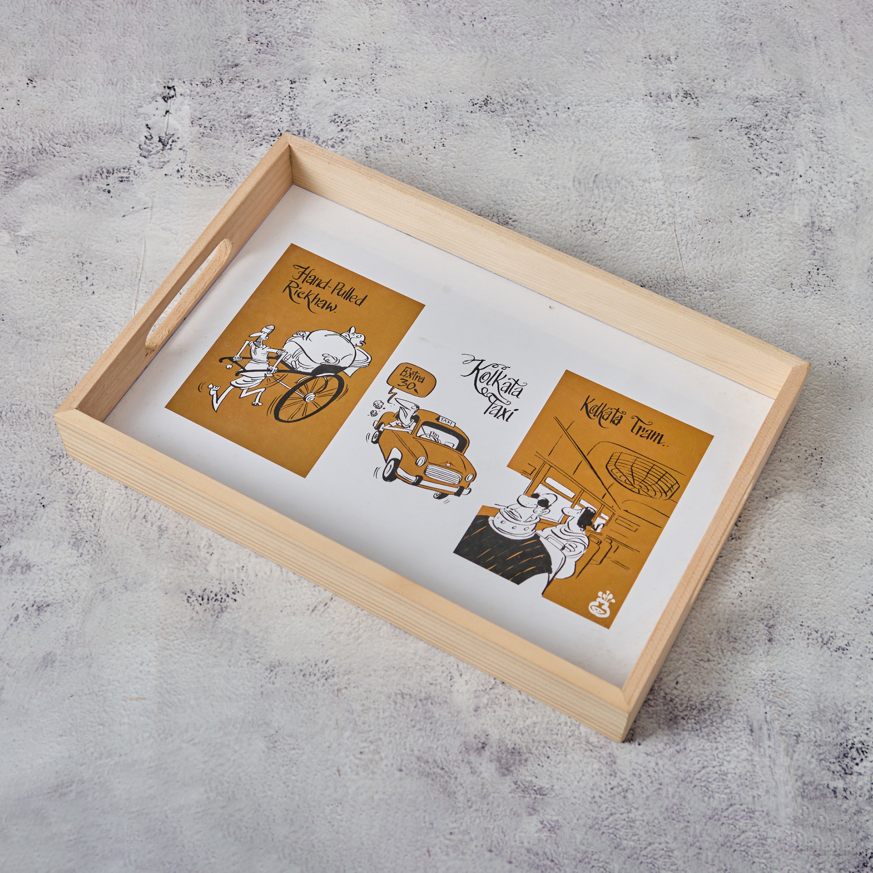 Wooden Printed Tray- Kolkata Transport