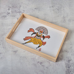 Wooden Printed Tray- Chhau Naach