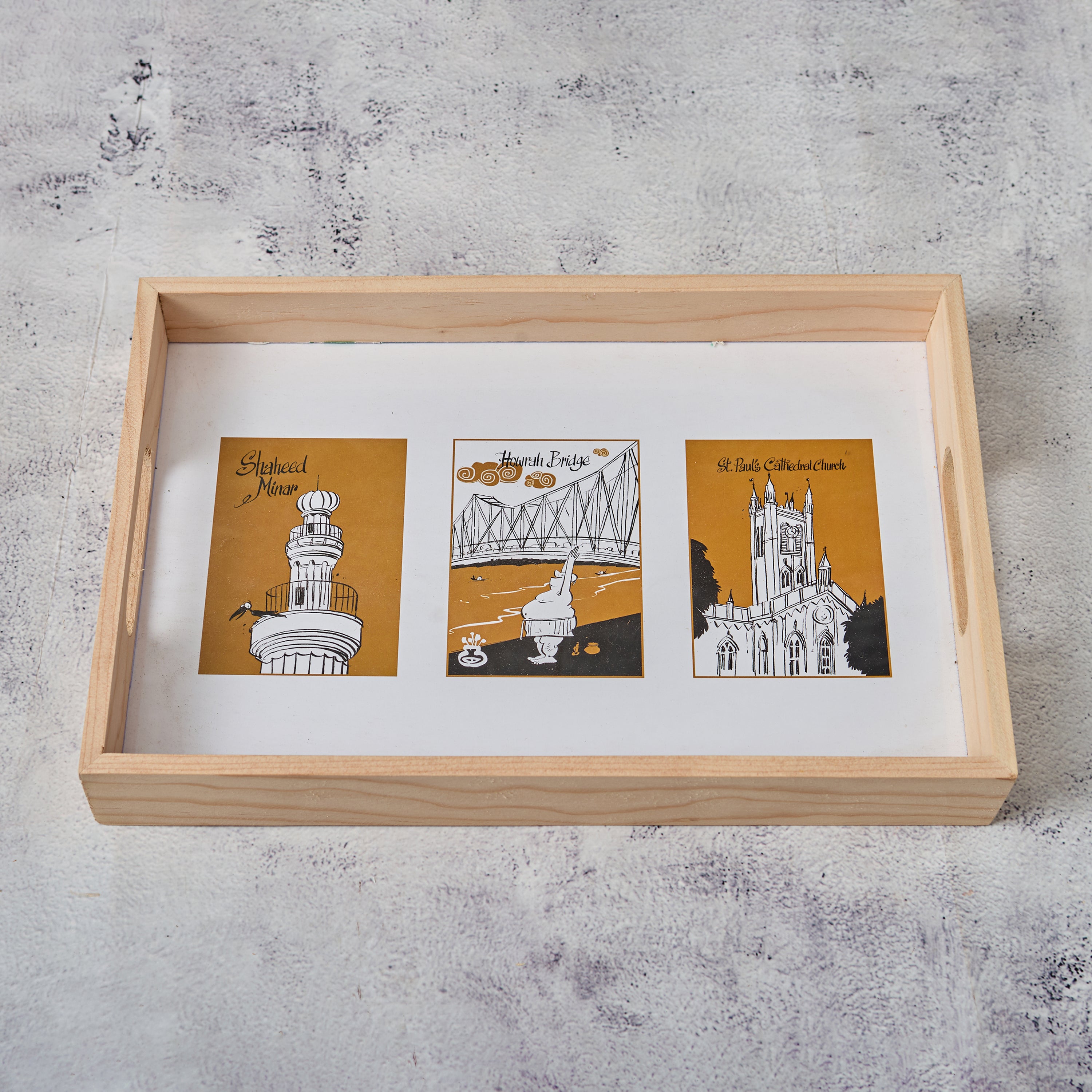 Wooden Printed Tray- Kolkata Landmarks