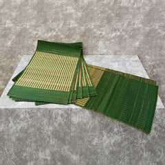 Handwoven Madur Runner Mat Set of 6 (Green)