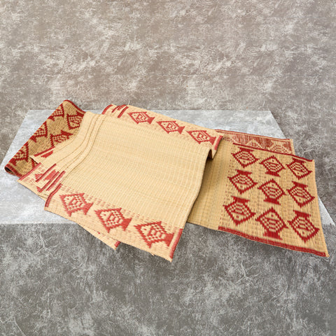 Handwoven Madur Runner and Mats Set (Red Fish)