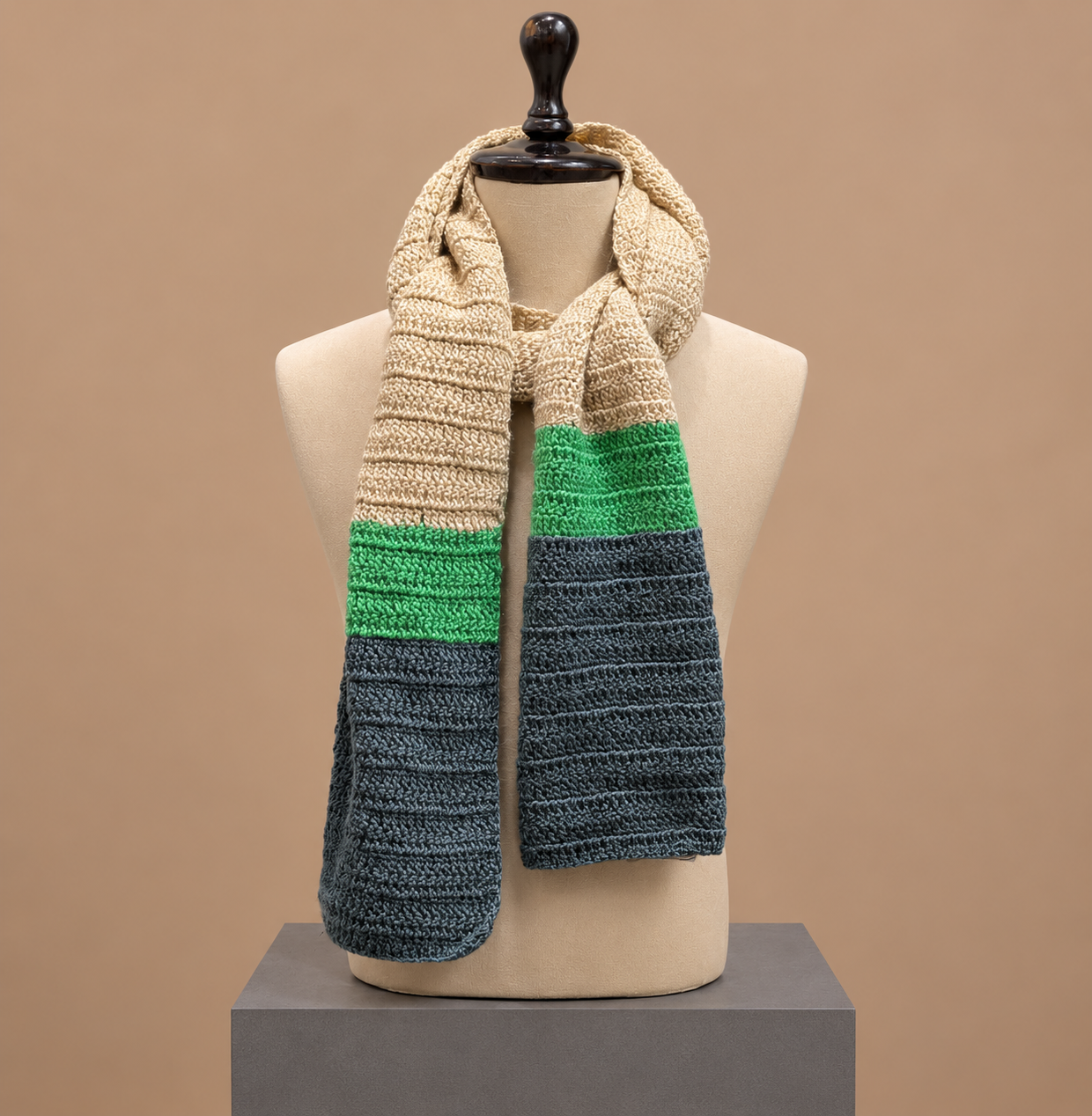 Pure Wool Green, Ash & Beige Scarf