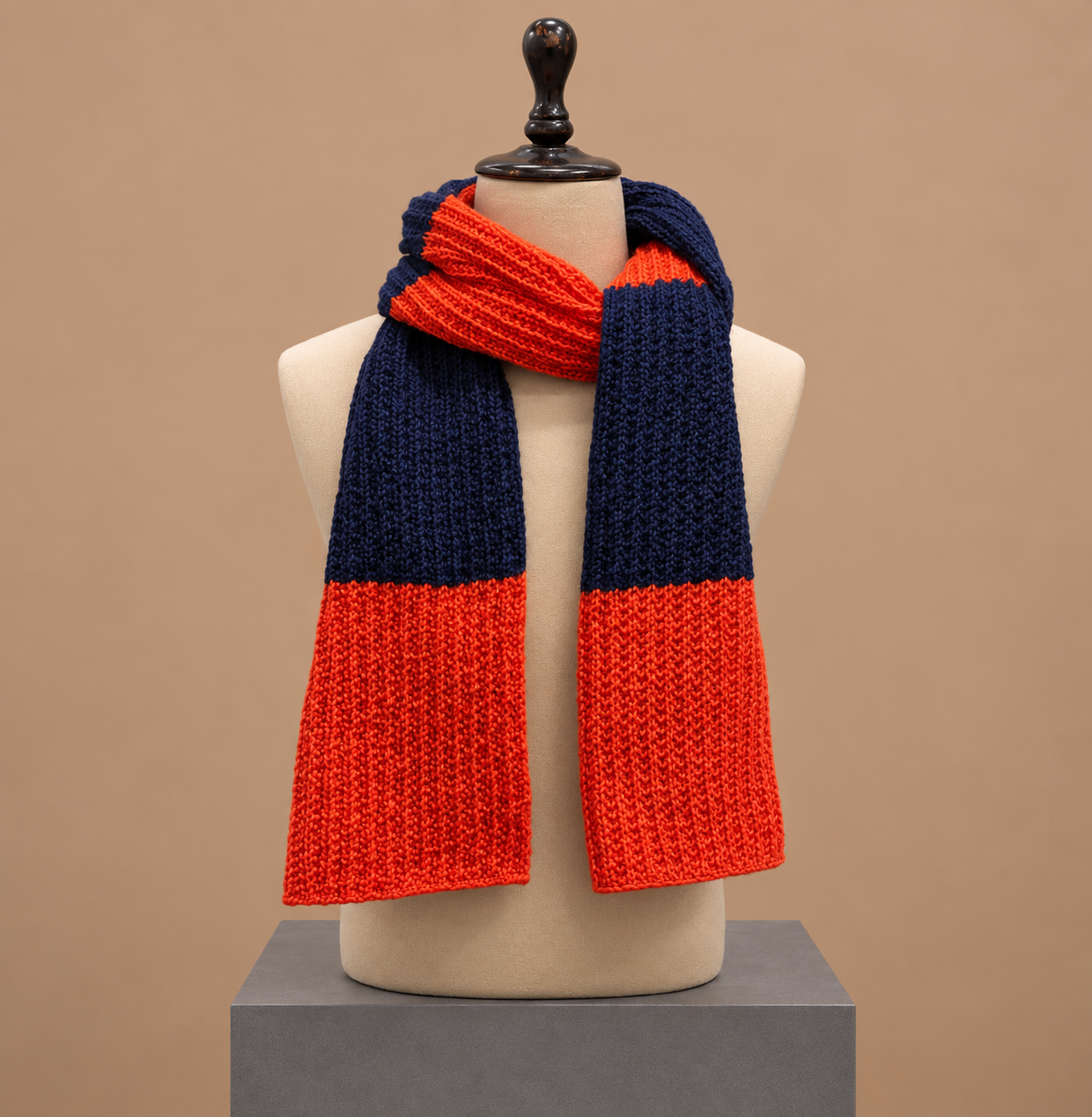 Pure Wool Orange and Blue Scarf