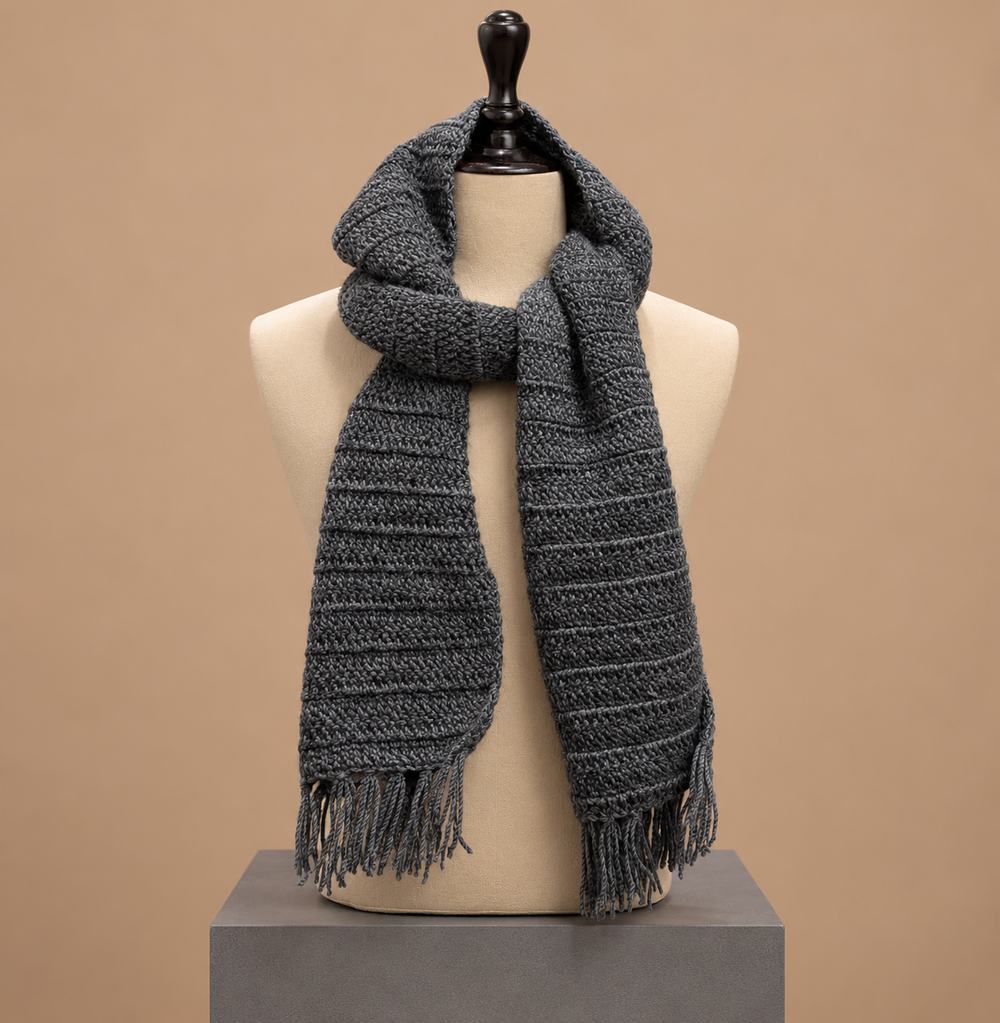 Woolen Grey Handwoven Scarf