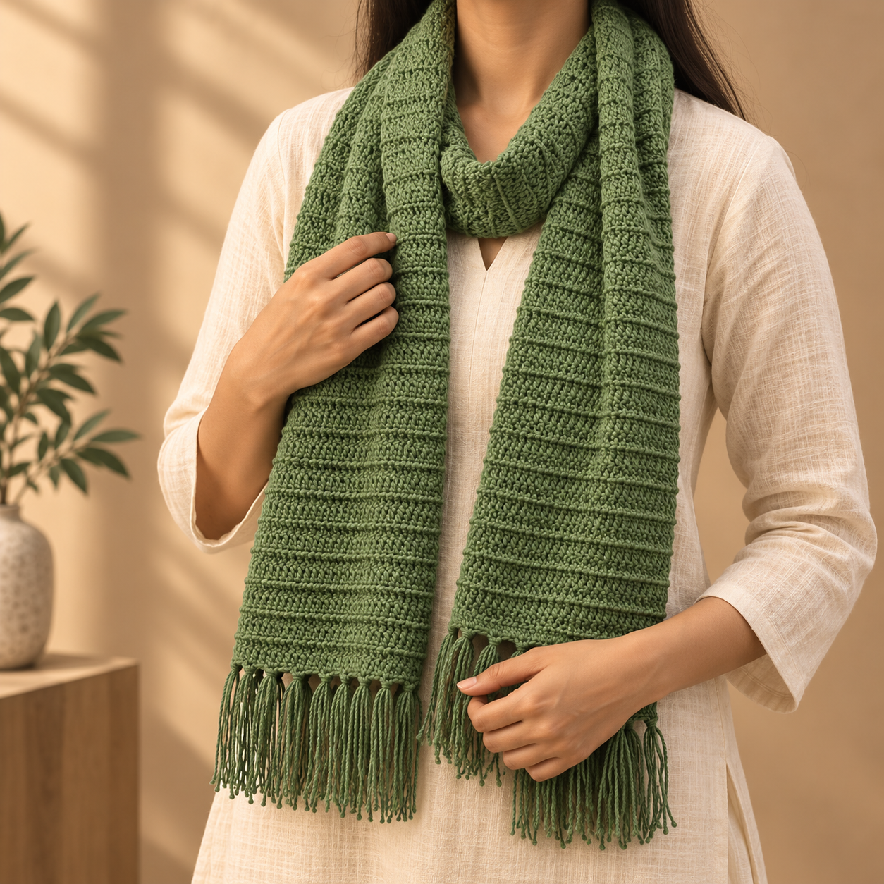 Pure Wool Sage Scarf