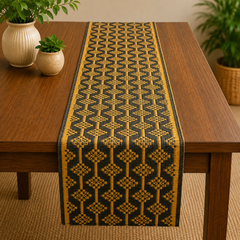 Handwoven Madur Runner (Black and Ochre)