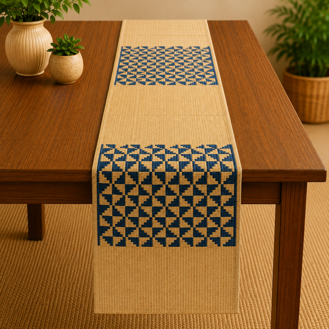 Handwoven Madur Runner (Blue Pattern)