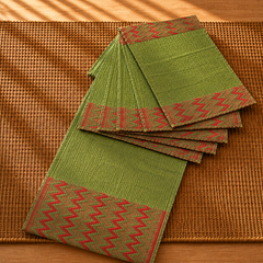 Handwoven Madur Runner and Mats Set (Olive)
