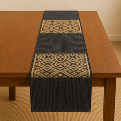 Handwoven Madur Table Runner (Black)