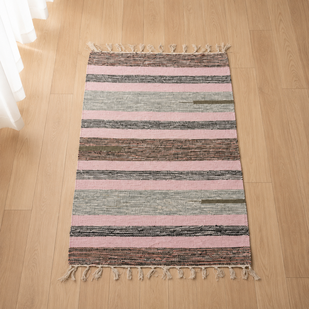 Cottondari Rug- Pink & Brown