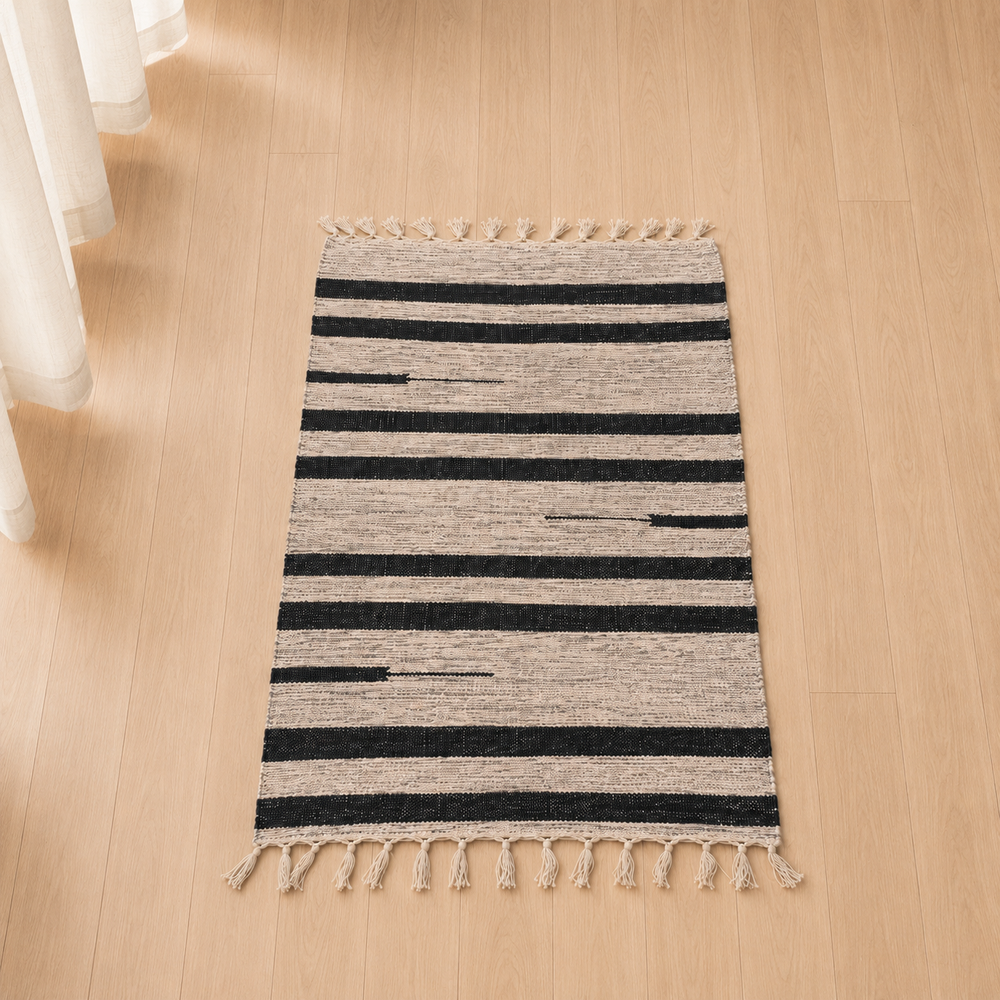Cottondari Rug- Black & Grey