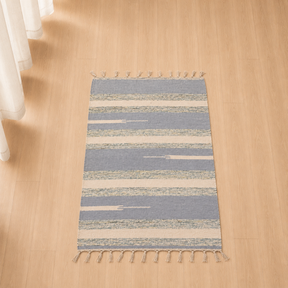 Cottondari Rug- Sky & White