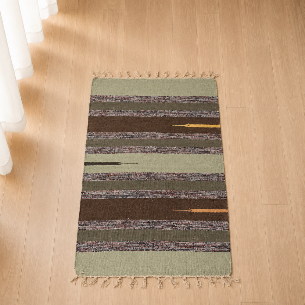 Cottondari Rug- Brown & Green