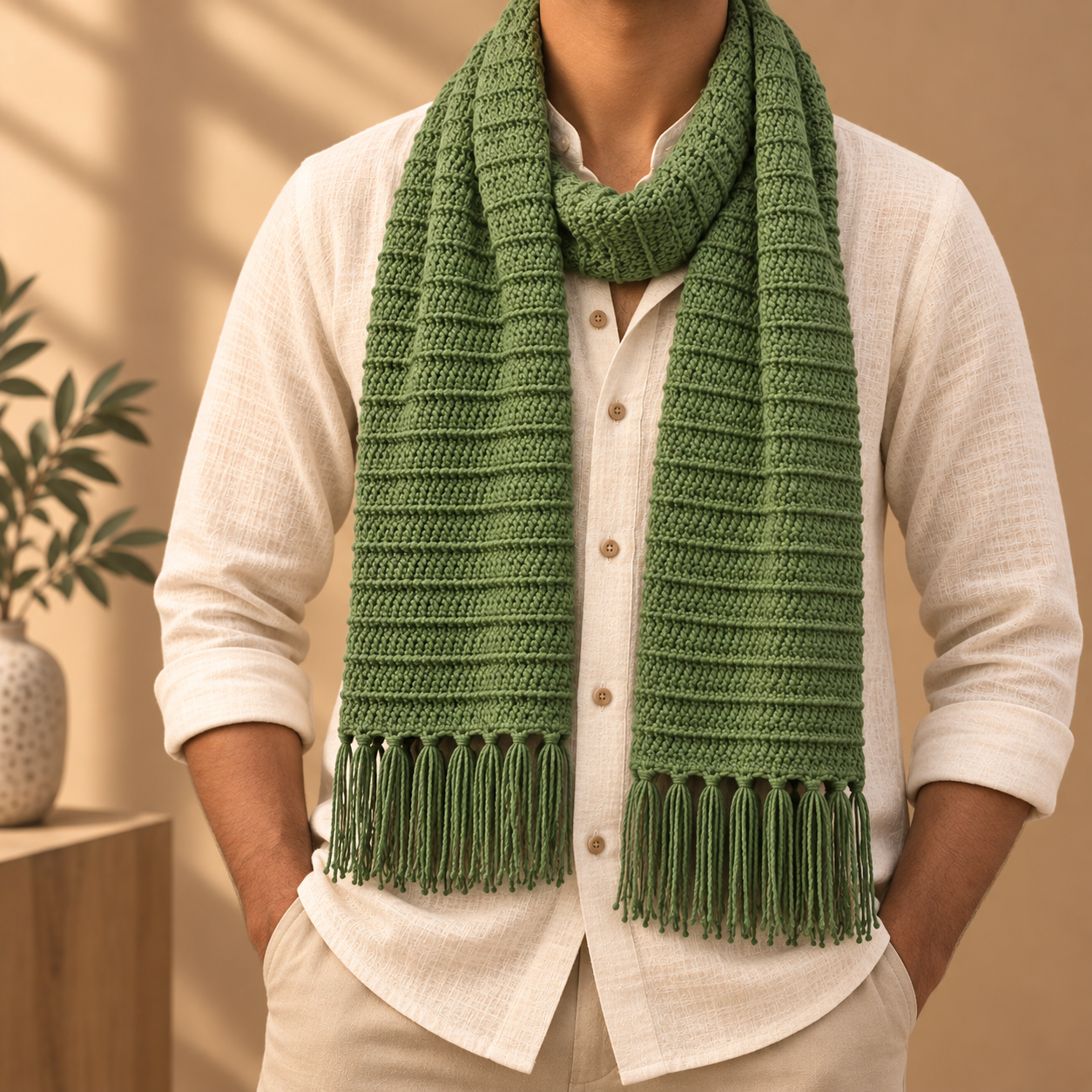Pure Wool Sage Scarf