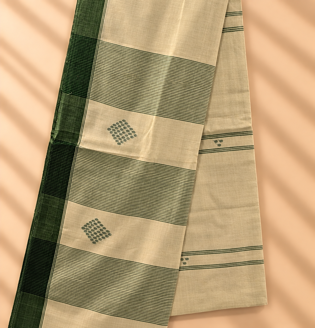 Cotton Jamdani Green Border