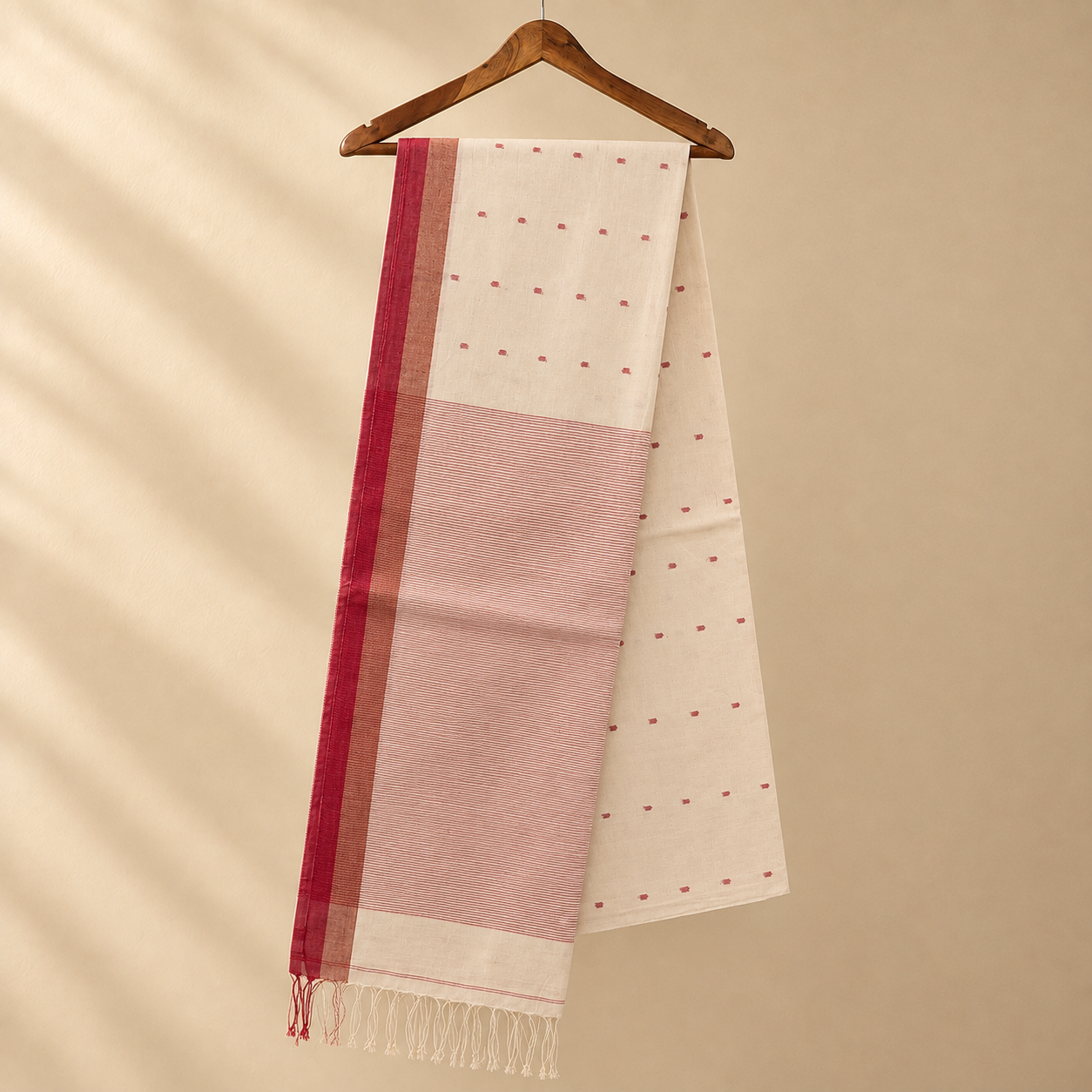 Cotton Jamdani Red Border