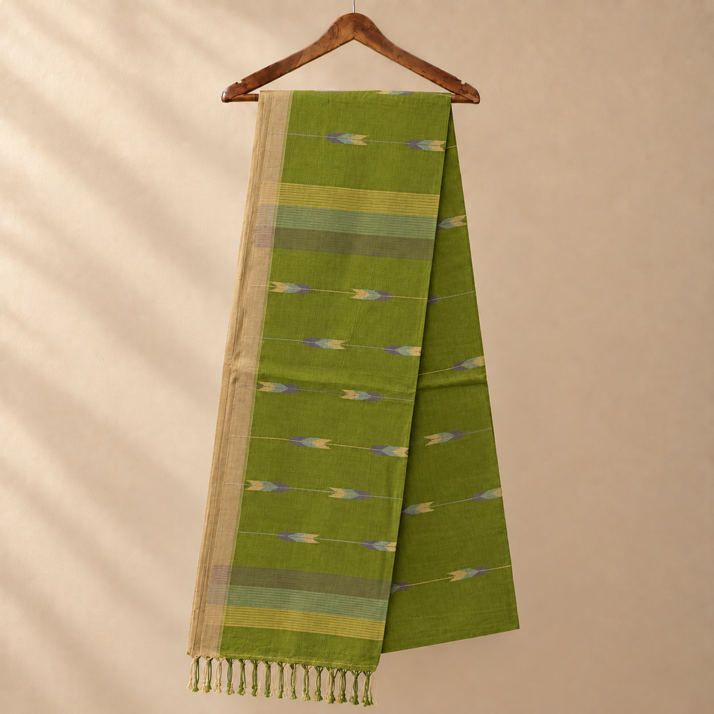 Cotton Jamdani Olive Green