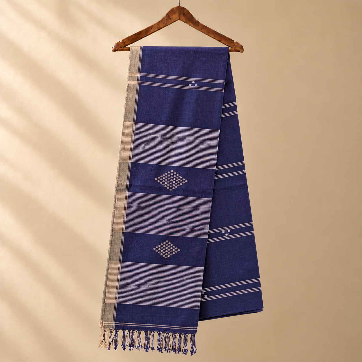 Cotton Jamdani Purple with Golden Border