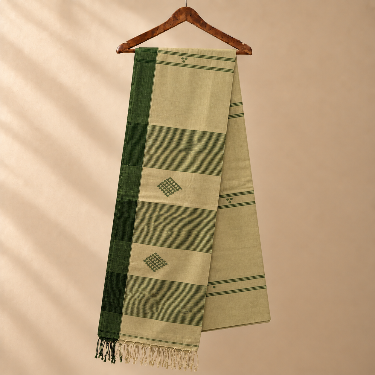 Cotton Jamdani Green Border