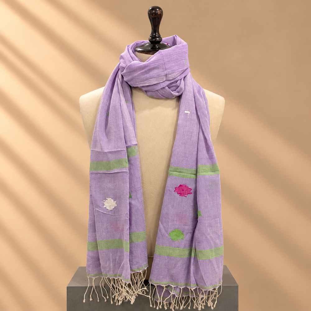 Cotton Jamdani Stole (Lavender)